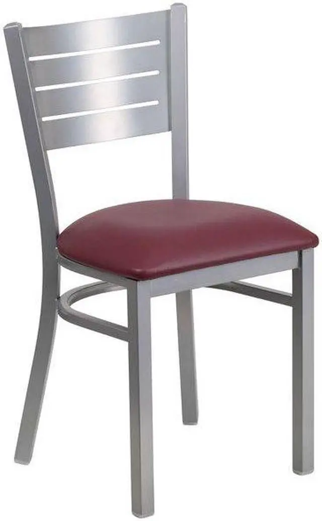 Alt view image 5 of 7 - FLASH FURNITURE 2-XU-DG-60401-BURV-GG Silver Slat Chair-Burg Seat,PK2