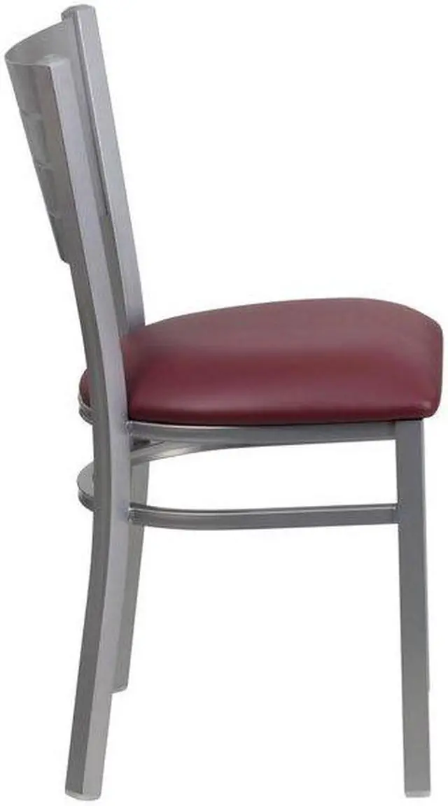 Alt view image 6 of 7 - FLASH FURNITURE 2-XU-DG-60401-BURV-GG Silver Slat Chair-Burg Seat,PK2