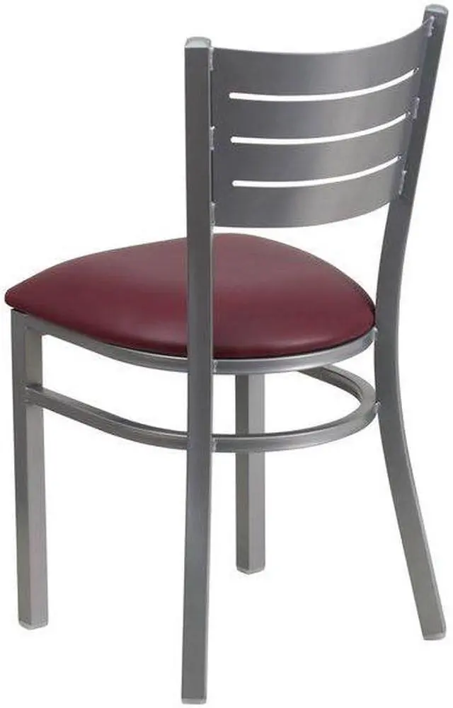 Alt view image 7 of 7 - FLASH FURNITURE 2-XU-DG-60401-BURV-GG Silver Slat Chair-Burg Seat,PK2