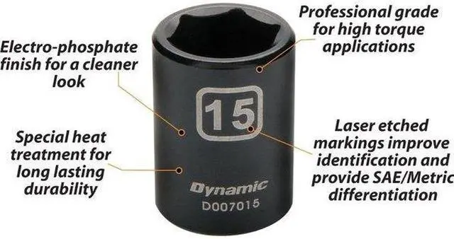 Alt view image 2 of 4 - DYNAMIC D010022 Tools 3/8" Dr 12Pcs 6 Point Metric, Std Impact Socket Set, 8mm