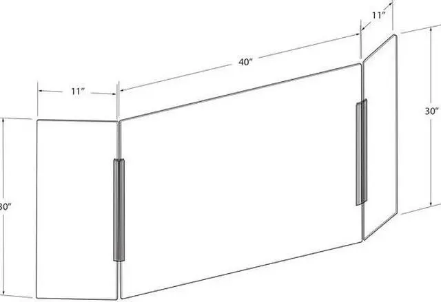 Alt view image 2 of 3 - AZAR DISPLAYS 176196-100 X-Large Tri Fold Clear Acrylic Plexiglass Shield PPE