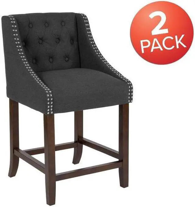 Alt view image 11 of 14 - Flash Furniture Carmel Series Transitional Fabric Counter Height Stool Charcoal 2-Pieces (2CH182020T24BKF)