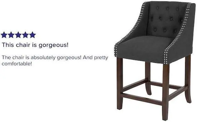 Alt view image 13 of 14 - Flash Furniture Carmel Series Transitional Fabric Counter Height Stool Charcoal 2-Pieces (2CH182020T24BKF)