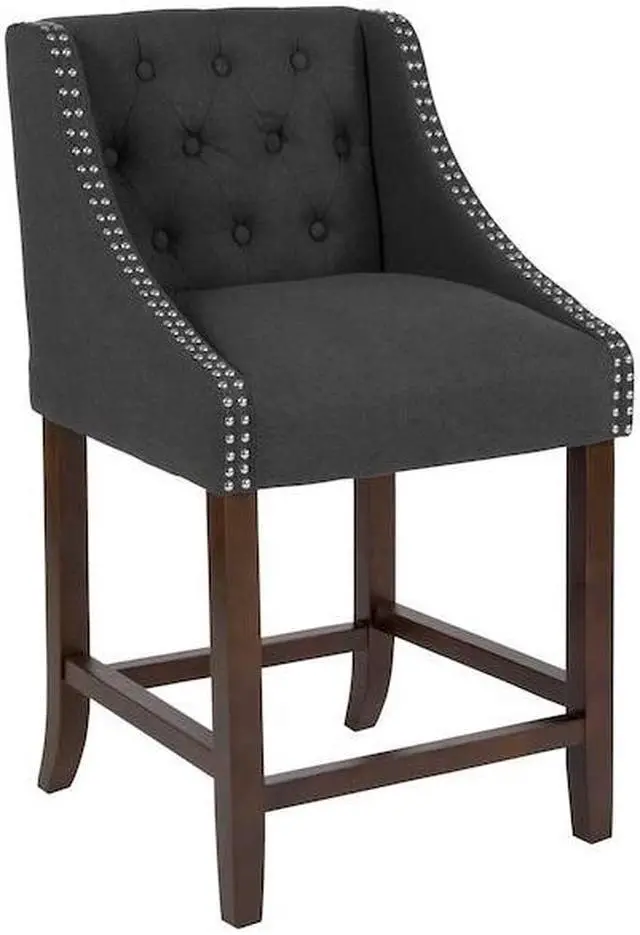 Alt view image 14 of 14 - Flash Furniture Carmel Series Transitional Fabric Counter Height Stool Charcoal 2-Pieces (2CH182020T24BKF)