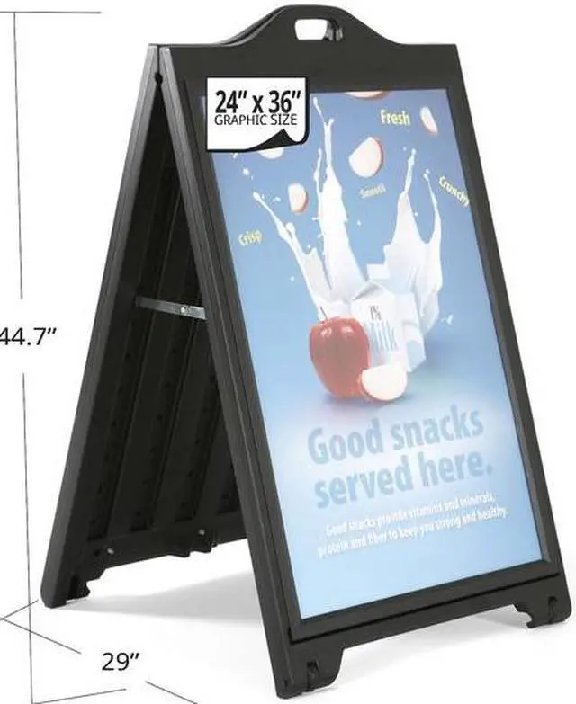 Alt view image 2 of 3 - AZAR DISPLAYS 300244-BLK Black Double-Sided Sidewalk A-Frame Sign w/Protective