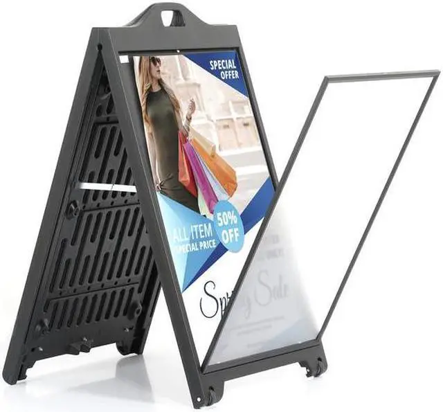 Alt view image 3 of 3 - AZAR DISPLAYS 300244-BLK Black Double-Sided Sidewalk A-Frame Sign w/Protective