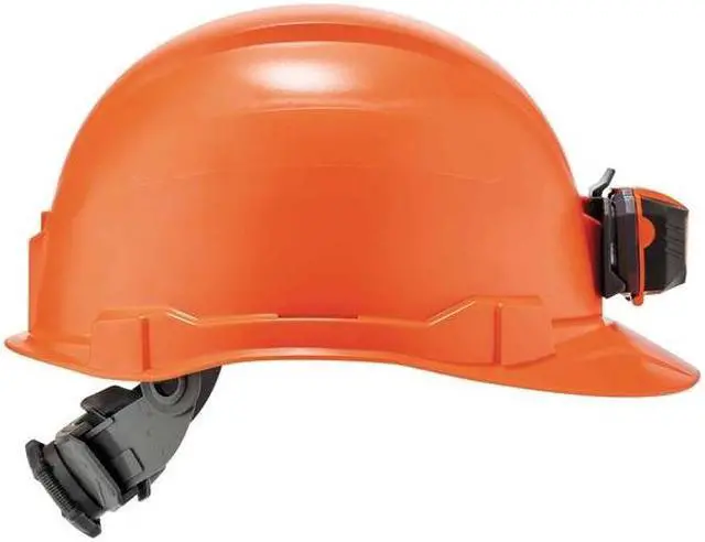 Alt view image 4 of 7 - ERGODYNE 8970-LED Orange Class E Hard Hat Cap w/Ratchet Su