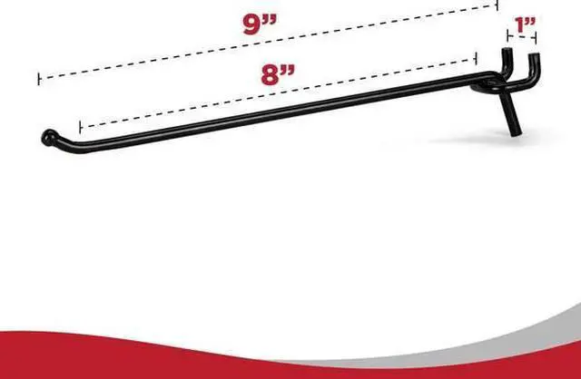 Alt view image 4 of 4 - PRESA PS41208-50PK 8 in Black Steel Pegboard Hooks for 1/4 in Pegboards, 50 pcs