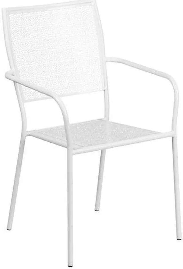 Alt view image 17 of 19 - Flash Furniture Oia Indoor-Outdoor 30" Round Steel Folding Patio Table Set with 2 Square Back Chairs White (CO30RDF02CHR2WH)