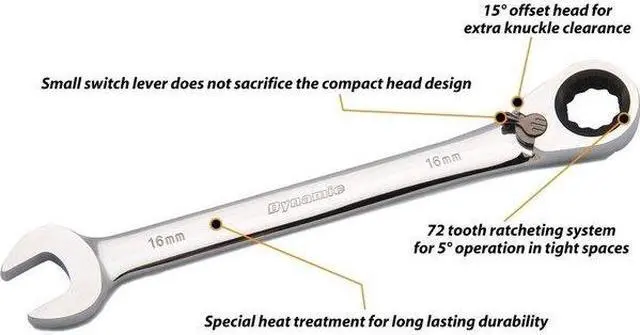 Alt view image 2 of 4 - DYNAMIC D076020 Tools 5/8" Reversible Combination Ratcheting Wrench