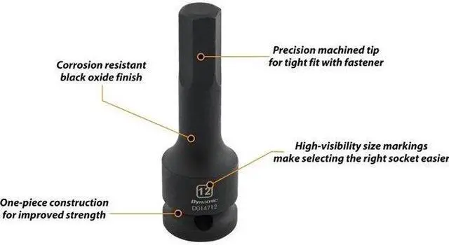 Alt view image 2 of 4 - DYNAMIC D014717 Tools 1/2" Drive Metric Hex Head, 17MM, Bit Impact Socket