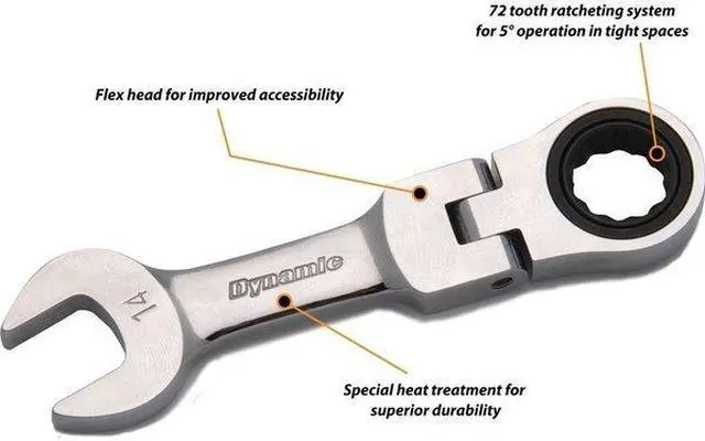 Alt view image 2 of 5 - DYNAMIC D076314 Tools 14mm Stubby Flex Head Ratcheting Wrench