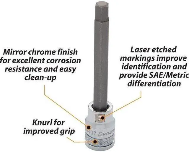 Alt view image 2 of 4 - DYNAMIC D006405 Tools 3/8" Drive Metric Hex Head, 5mm Long Bit, Chrome Finish