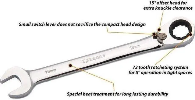 Alt view image 2 of 4 - DYNAMIC D076117 Tools 17mm Reversible Combination Ratcheting Wrench