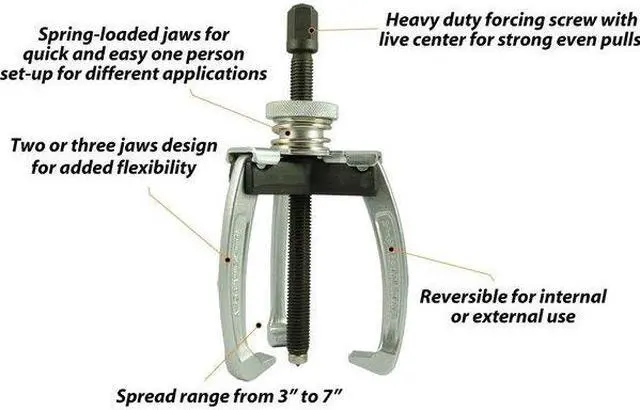 Alt view image 2 of 6 - DYNAMIC D093002 Tools 7" Self Adjusting Puller, 2 Or 3 Jaw, 5 Ton Capacity