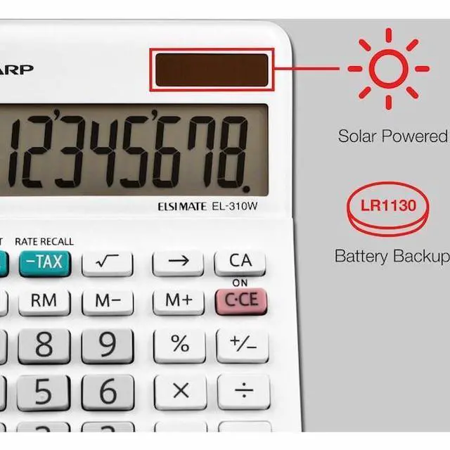 Alt view image 16 of 19 - Sharp EL-310WB Mini Desktop Calculator 8-Digit LCD EL310WB