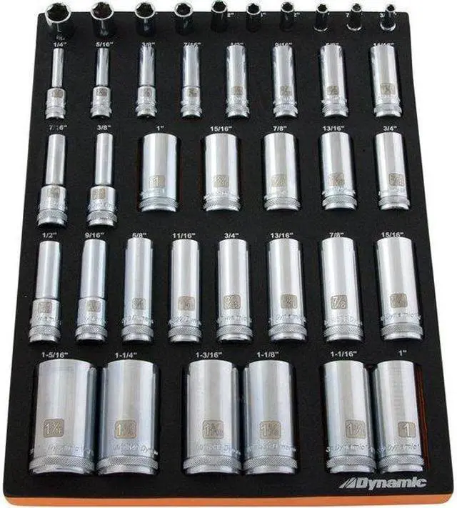 Alt view image 2 of 6 - DYNAMIC D096001-FT7T Tools 40 Piece SAE Deep Socket Set With Foam Tool Organizer