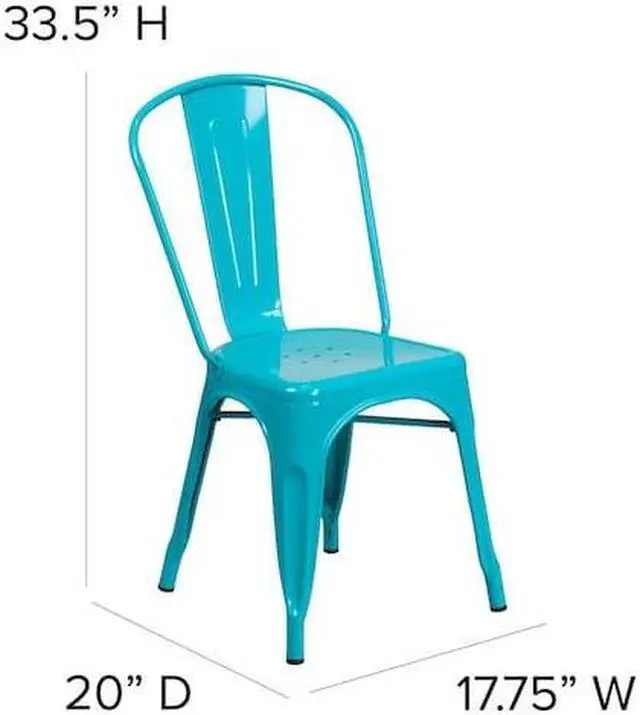 Alt view image 14 of 18 - 4 Pk. Crystal Blue Metal Indoor-Outdoor Stackable Chair