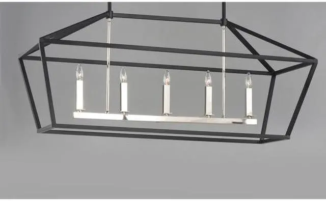 Alt view image 3 of 4 - MAXIM 25157TXBPN Abode 5-Light 18.5" Wide Textured Black / Polished Nickel