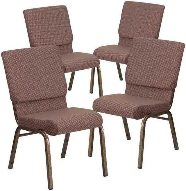 Alt view image 9 of 14 - Flash Furniture HERCULES Series Fabric Church Stacking Chair Brown Dot/Gold Vein Frame 4 Pack (4FDCH185GVBNDT)