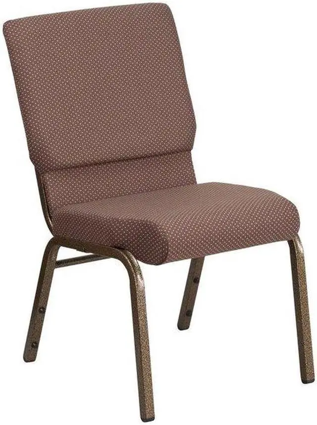Alt view image 11 of 14 - Flash Furniture HERCULES Series Fabric Church Stacking Chair Brown Dot/Gold Vein Frame 4 Pack (4FDCH185GVBNDT)