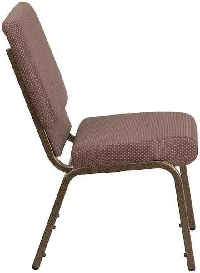 Alt view image 12 of 14 - Flash Furniture HERCULES Series Fabric Church Stacking Chair Brown Dot/Gold Vein Frame 4 Pack (4FDCH185GVBNDT)