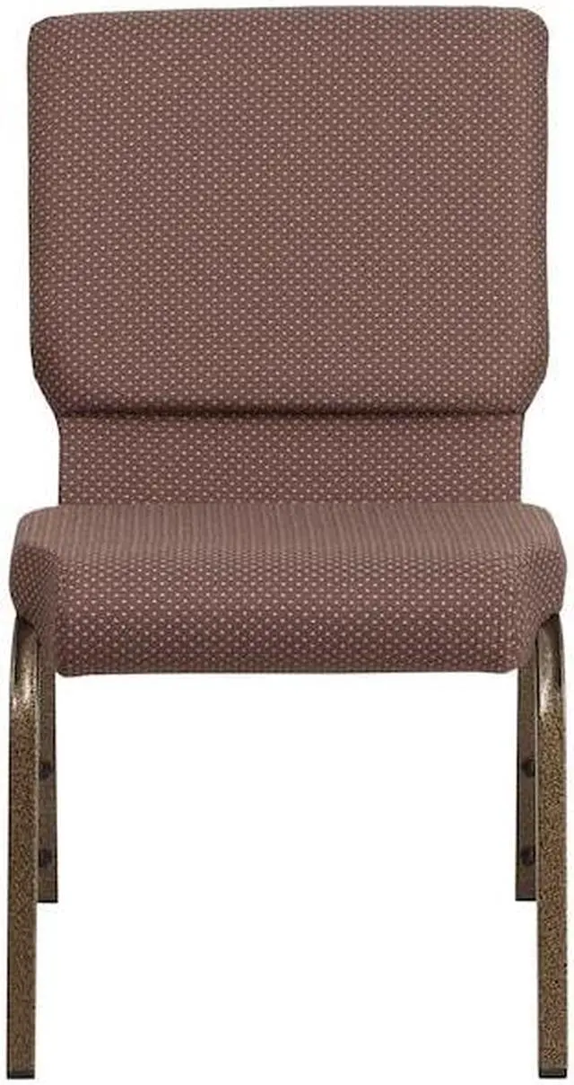 Alt view image 14 of 14 - Flash Furniture HERCULES Series Fabric Church Stacking Chair Brown Dot/Gold Vein Frame 4 Pack (4FDCH185GVBNDT)
