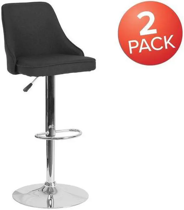 Alt view image 10 of 14 - Flash Furniture Trieste Contemporary Fabric Barstool Black 2-Pieces (2DS8121ABLKF)