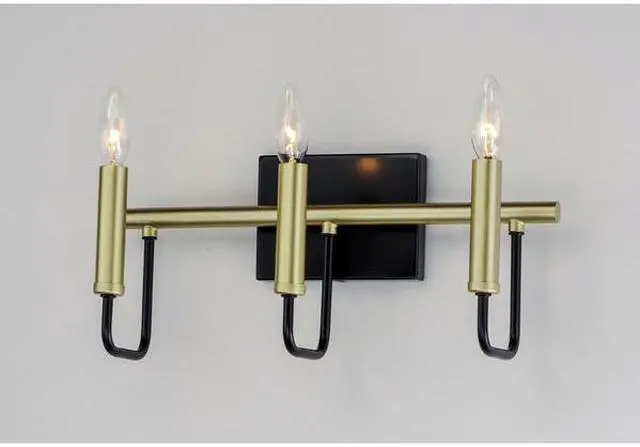 Alt view image 2 of 3 - MAXIM LIGHTING 10253BKGLD Sullivan 3-Light " Wide Black / Gold Vanity Light