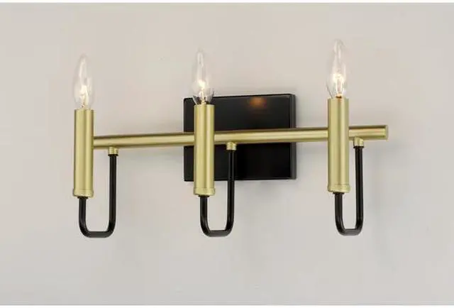 Alt view image 3 of 3 - MAXIM LIGHTING 10253BKGLD Sullivan 3-Light " Wide Black / Gold Vanity Light