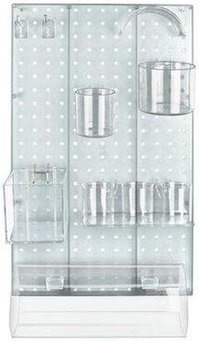 1pc Plastic Storage Pegboard Organizer With Hooks For Kitchen