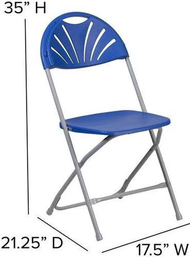 Alt view image 2 of 7 - FLASH FURNITURE 8-LE-L-4-BL-GG Blue Plastic Folding Chair,PK8