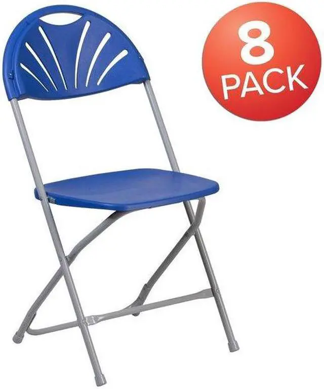 Alt view image 3 of 7 - FLASH FURNITURE 8-LE-L-4-BL-GG Blue Plastic Folding Chair,PK8