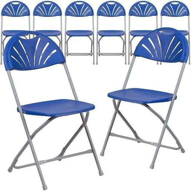 Alt view image 6 of 7 - FLASH FURNITURE 8-LE-L-4-BL-GG Blue Plastic Folding Chair,PK8