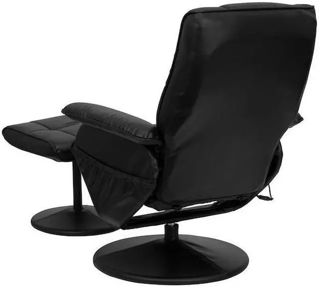 Alt view image 14 of 20 - Massaging Adjustable Recliner and Ottoman with Wrapped Base in Black LeatherSoft