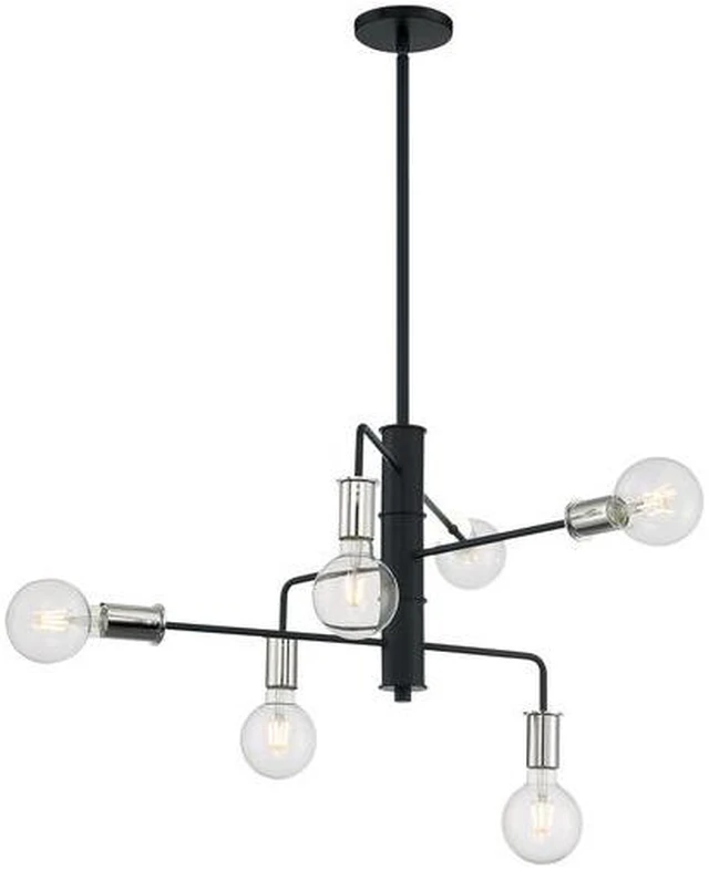 Alt view image 3 of 5 - nuvo 60/7354 ryder 6 light chandelier fixture,black