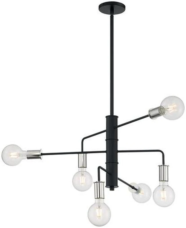 Alt view image 4 of 5 - nuvo 60/7354 ryder 6 light chandelier fixture,black