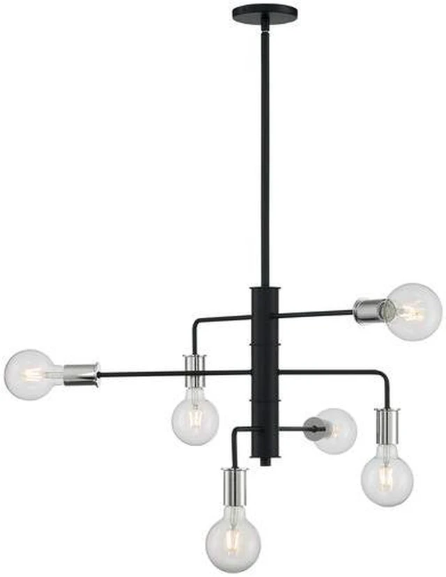 Alt view image 5 of 5 - nuvo 60/7354 ryder 6 light chandelier fixture,black