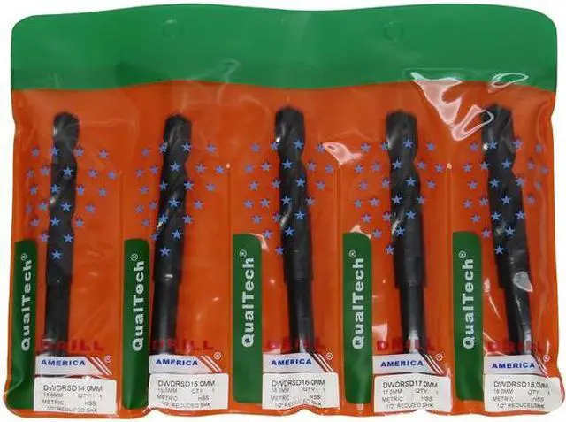 Alt view image 7 of 7 - DRILL AMERICA POUDWDCO 9/16"-1" 5Pc. Cobalt Reduced Shank Drill Bit Set, Number