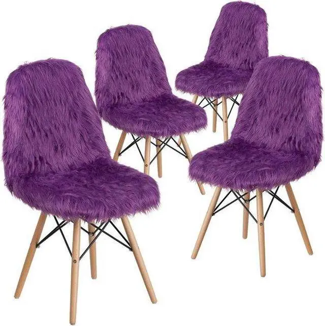 Alt view image 9 of 14 - Flash Furniture Faux Fur Purple Shaggy Chair (4DL15)