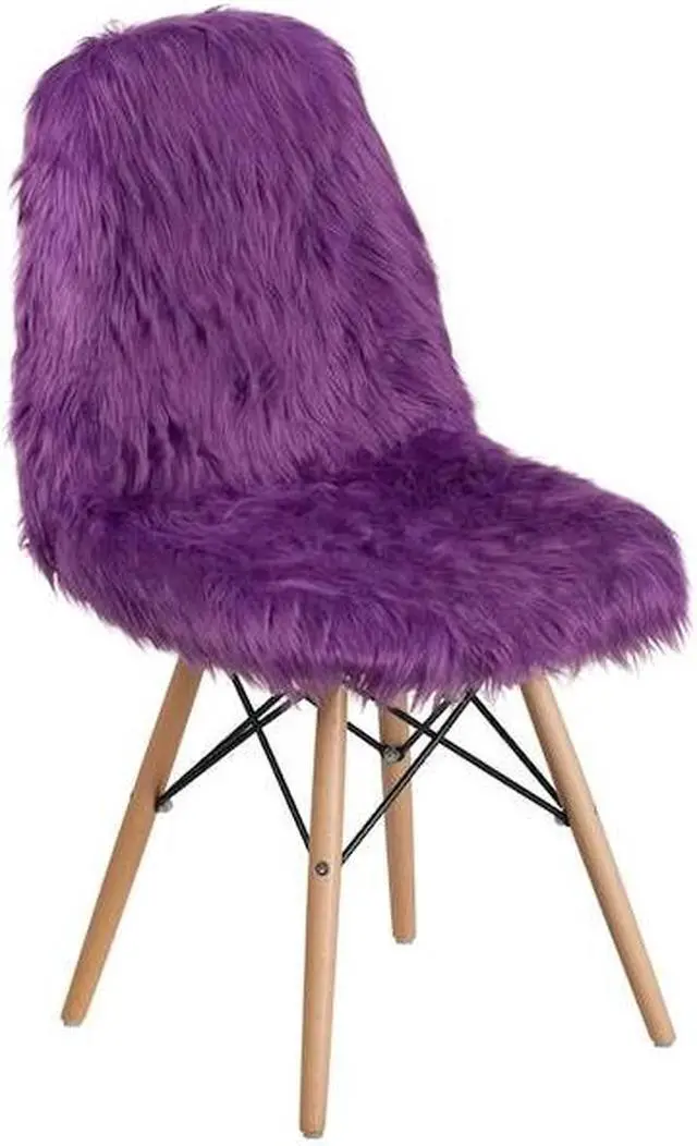 Alt view image 12 of 14 - Flash Furniture Faux Fur Purple Shaggy Chair (4DL15)