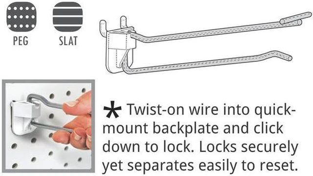 Alt view image 2 of 3 - AZAR DISPLAYS 701240 10" Metal Wire Flip Scan Plastic Quick Back Hook: 0.212"