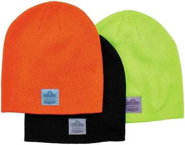 Alt view image 2 of 15 - ERGODYNE 6812 Lime Ribbed Knit Beanie,PK6