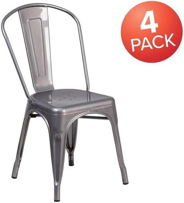 Alt view image 2 of 7 - FLASH FURNITURE 4-XU-DG-TP001-GG Lincoln 4 Pack Silver Antique Finish with