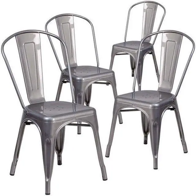 Alt view image 4 of 7 - FLASH FURNITURE 4-XU-DG-TP001-GG Lincoln 4 Pack Silver Antique Finish with