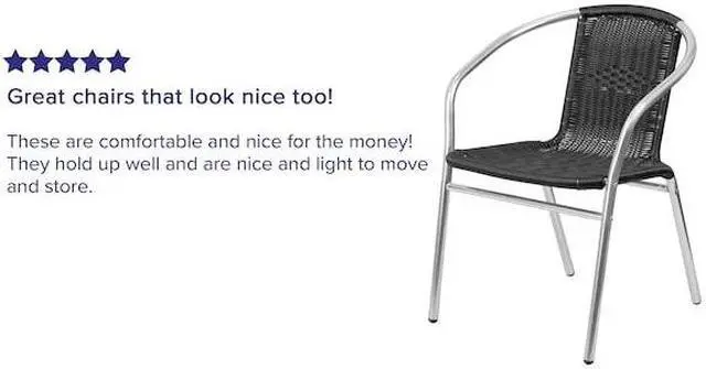 Alt view image 12 of 19 - Flash Furniture Lila Aluminum/Rattan Stacking Chair Black 4/Pack (4TLH020BK)