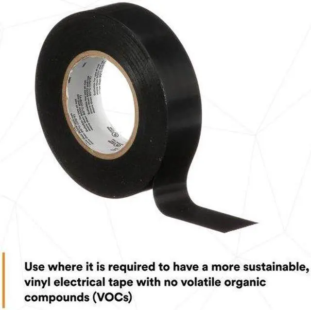 Alt view image 10 of 12 - 3M Temflex Vinyl Electrical Tape 165 Multi-purpose 3/4" X 60FT Black 10 Rolls