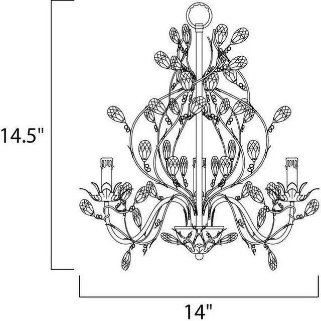 Alt view image 2 of 2 - MAXIM 2855EG Elegante 3-Light 14" Wide Etruscan Gold Chandelier