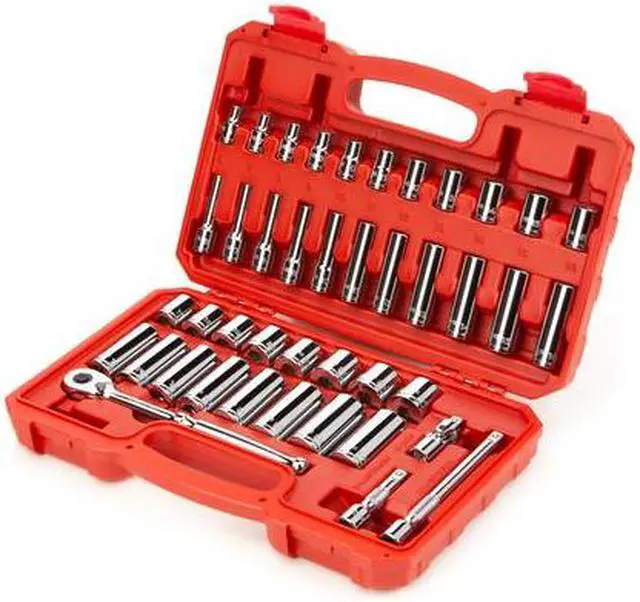 Alt view image 2 of 7 - TEKTON SKT15201 3/8 Inch Drive 6-Point Socket and Ratchet Set, 42-Piece (6-24