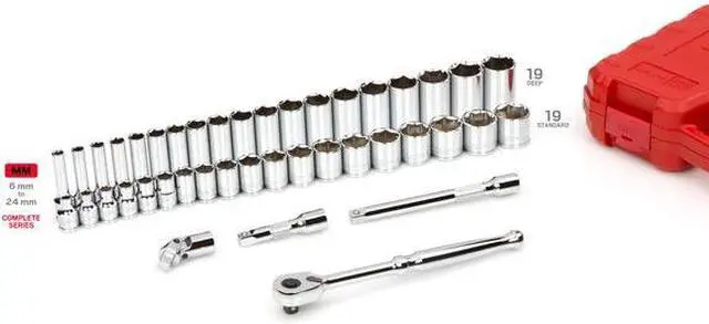 Alt view image 3 of 7 - TEKTON SKT15201 3/8 Inch Drive 6-Point Socket and Ratchet Set, 42-Piece (6-24